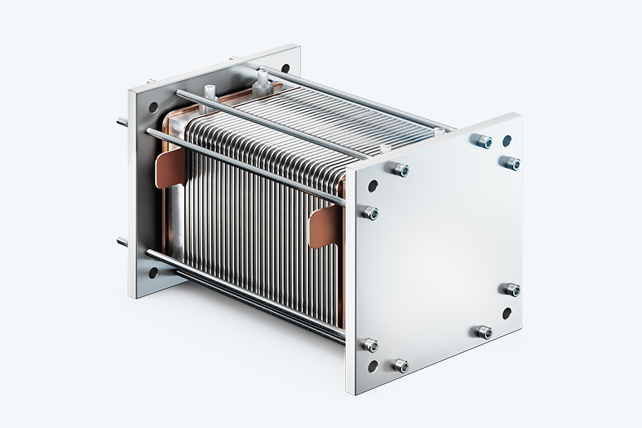 3D rendering of a redox-flow battery stack.