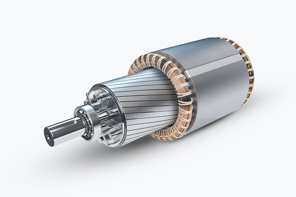 Stator potted with Wevo epoxy resin system.